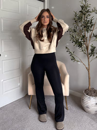 Studio Twist-Back Athleisure Flare Jumpsuit (Black)