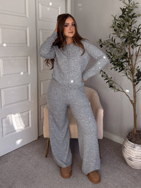 Sunday Morning Wide Leg Knit Pants (Heather Gray)