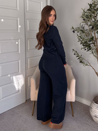 Sunday Morning Wide Leg Knit Pants (Navy)