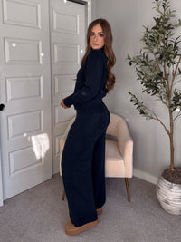 Sunday Morning Wide Leg Knit Pants (Navy)