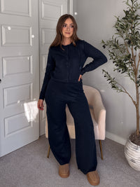 Sunday Morning Wide Leg Knit Pants (Navy)