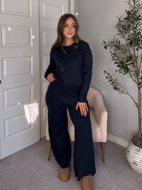 Sunday Morning Wide Leg Knit Pants (Navy)
