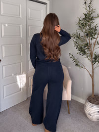 Sunday Morning Wide Leg Knit Pants (Navy)