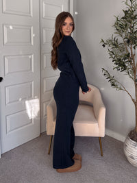 Sunday Morning Wide Leg Knit Pants (Navy)