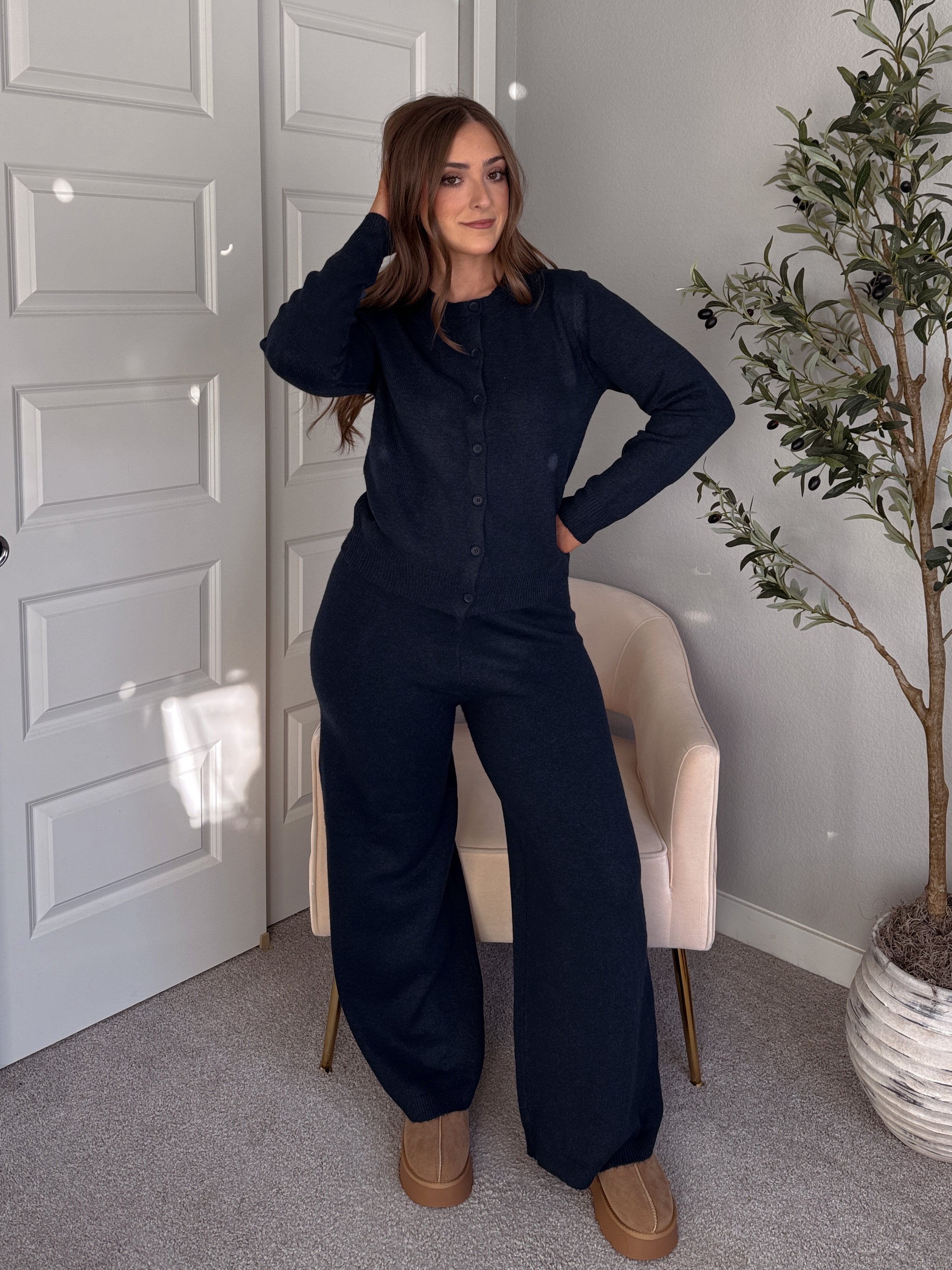 トップス knuth marf/ladylike knit cardigan/navy Knuth Marfladylike knit cardigan⁄navy ladylike knit cardigan