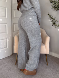 Sunday Morning Wide Leg Knit Pants (Heather Gray)