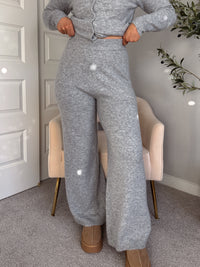 Sunday Morning Wide Leg Knit Pants (Heather Gray)