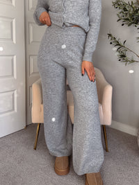 Sunday Morning Wide Leg Knit Pants (Heather Gray)