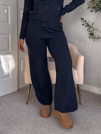Sunday Morning Wide Leg Knit Pants (Navy)
