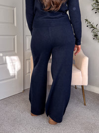Sunday Morning Wide Leg Knit Pants (Navy)