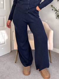 Sunday Morning Wide Leg Knit Pants (Navy)