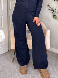 Sunday Morning Wide Leg Knit Pants (Navy)
