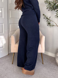 Sunday Morning Wide Leg Knit Pants (Navy)