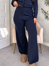 Sunday Morning Wide Leg Knit Pants (Navy)
