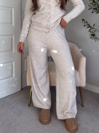 Sunday Morning Wide Leg Knit Pants (Oatmeal)