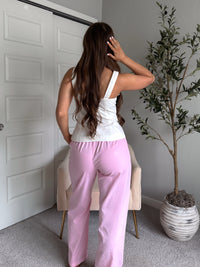 Talia Cotton Drawstring Straight Leg Pants (Soft Pink)