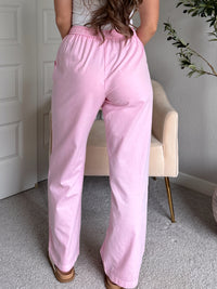 Talia Cotton Drawstring Straight Leg Pants (Soft Pink)