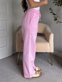 Talia Cotton Drawstring Straight Leg Pants (Soft Pink)