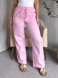 Talia Cotton Drawstring Straight Leg Pants (Soft Pink)