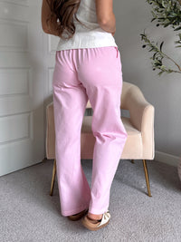 Talia Cotton Drawstring Straight Leg Pants (Soft Pink)