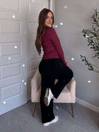 Hayes Long Sleeve Micro-Ribbed Henley Top (Rosewood)