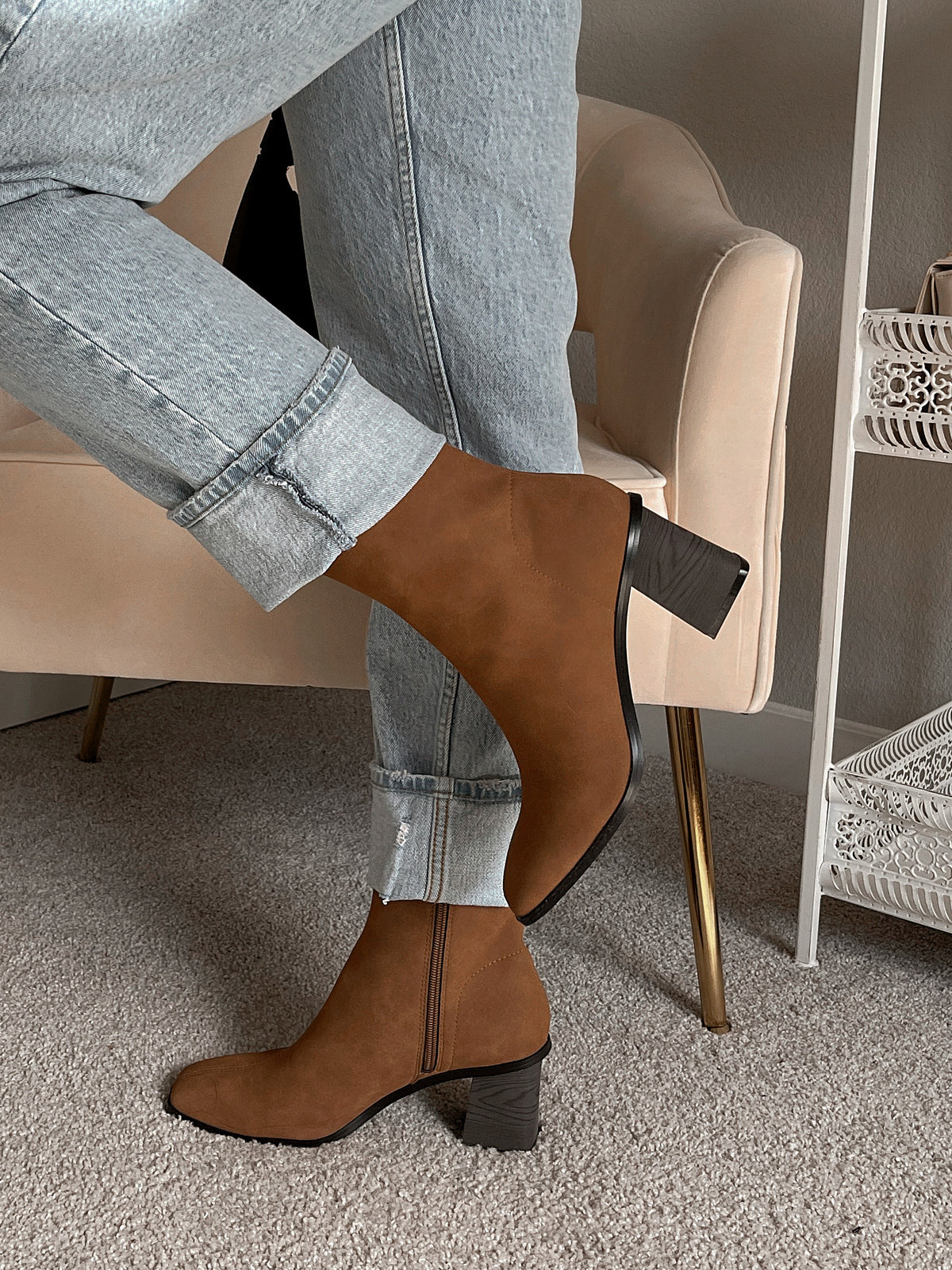Vera Square Toe Ankle Boot (Brown) La Belle Boutique Vera Square Toe Ankle Boot (Brown) La Belle Boutique