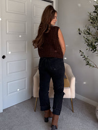 Whitaker Chunky Button Knit Sweater Vest (Brown)