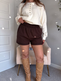 Winnie Cotton Gingham Contrast Trim Shorts (Brown/Multi)