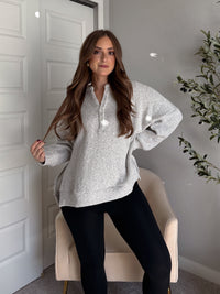 Winslow Marina Textured Cotton Knit Henley (Cream/Black)