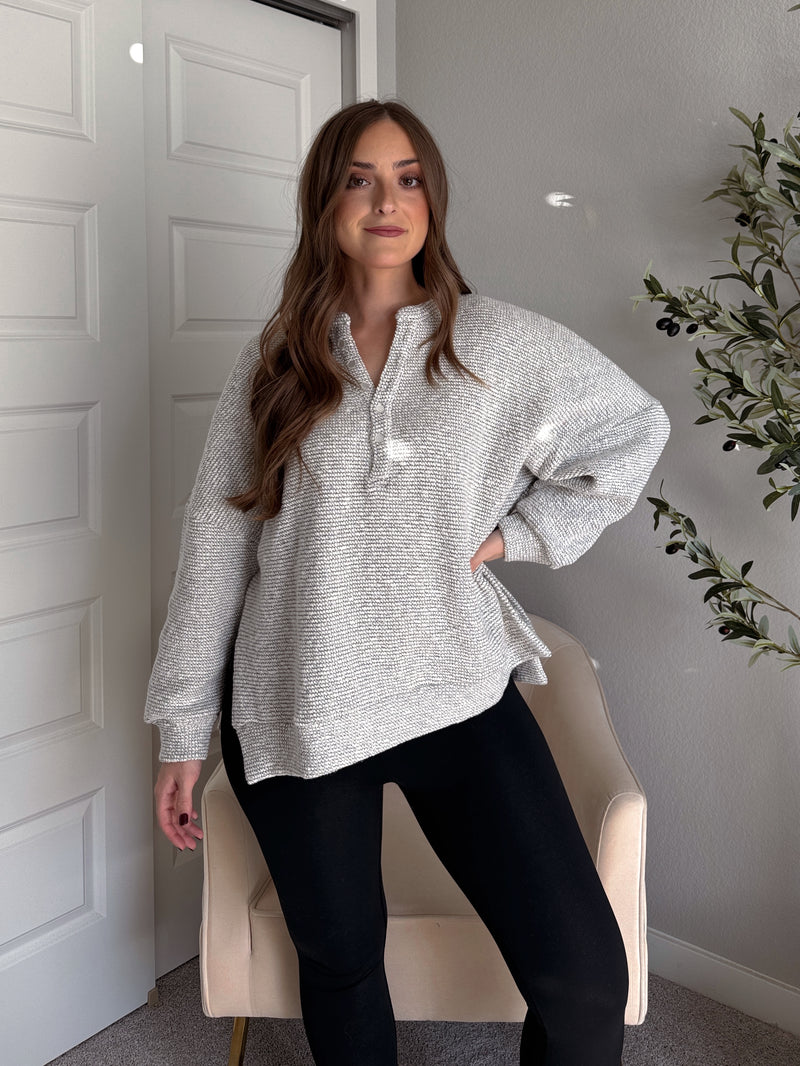 Winslow Marina Textured Cotton Knit Henley (Cream/Black)