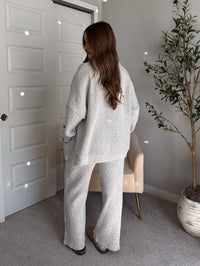 Winslow Marina Textured Wide-Leg Cotton Lounge Pants (Cream/Black)