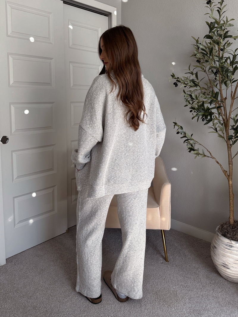Winslow Marina Textured Wide-Leg Cotton Lounge Pants (Cream/Black)