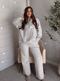 Winslow Marina Textured Wide-Leg Cotton Lounge Pants (Cream/Black)