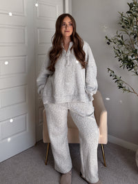 Winslow Marina Textured Wide-Leg Cotton Lounge Pants (Cream/Black)