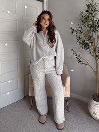 Winslow Marina Textured Wide-Leg Cotton Lounge Pants (Cream/Black)