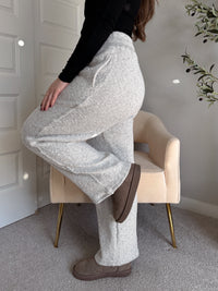 Winslow Marina Textured Wide-Leg Cotton Lounge Pants (Cream/Black)