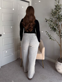 Winslow Marina Textured Wide-Leg Cotton Lounge Pants (Cream/Black)