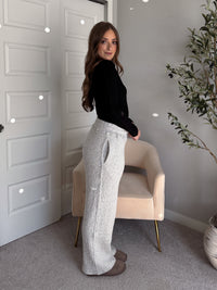 Winslow Marina Textured Wide-Leg Cotton Lounge Pants (Cream/Black)