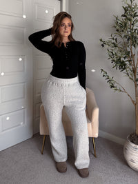 Winslow Marina Textured Wide-Leg Cotton Lounge Pants (Cream/Black)