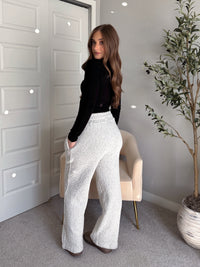 Winslow Marina Textured Wide-Leg Cotton Lounge Pants (Cream/Black)