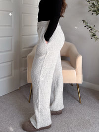 Winslow Marina Textured Wide-Leg Cotton Lounge Pants (Cream/Black)