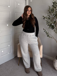 Winslow Marina Textured Wide-Leg Cotton Lounge Pants (Cream/Black)