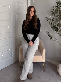Winslow Marina Textured Wide-Leg Cotton Lounge Pants (Cream/Black)
