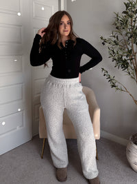 Winslow Marina Textured Wide-Leg Cotton Lounge Pants (Cream/Black)