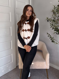 Winterscape Oversized Toggle Sherpa Vest (Cream)