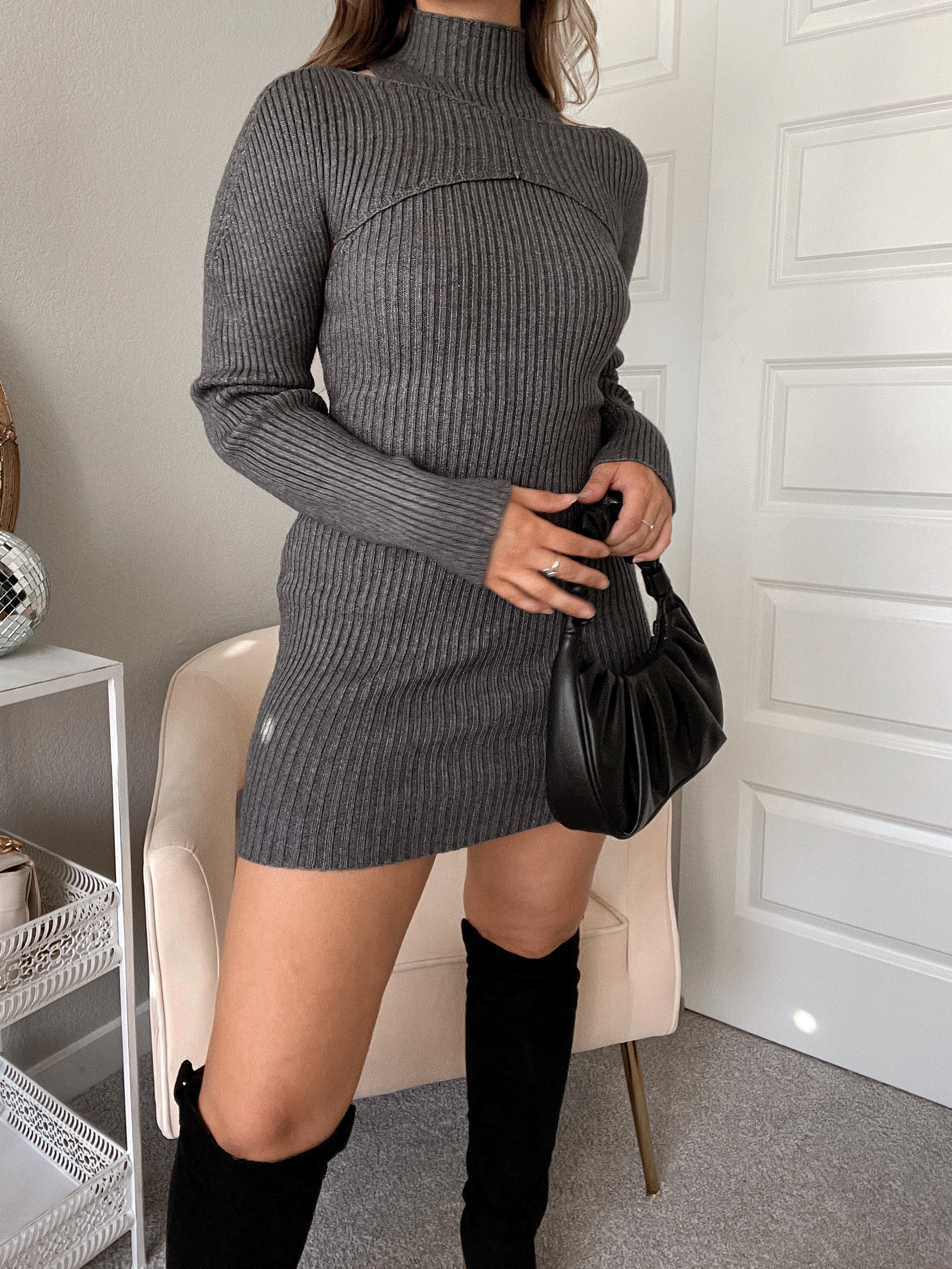 Jumper dress and deals knee high boots