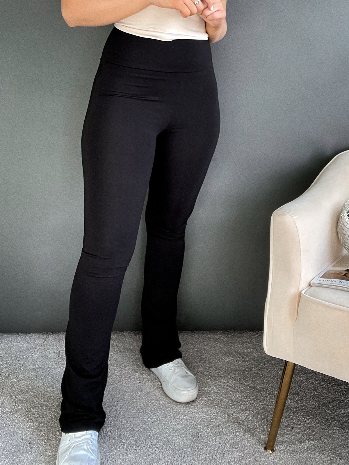 Blake Seamless High-waisted Flare Leggings (Black) | LA Belle Boutique: Neutral Women's Online Clothing Boutique