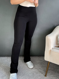 Blake Seamless High-waisted Flare Leggings (Black) | LA Belle Boutique: Neutral Women's Online Clothing Boutique