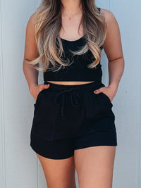 Chill Out Cotton High Waisted Lounge Shorts (Black)