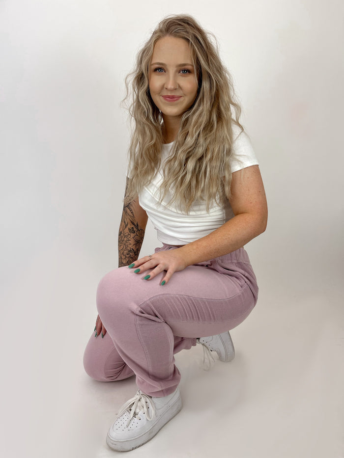 In For The Weekend Fleece Lined Joggers (Blush)